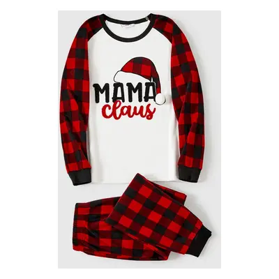 Christmas Family Matching Plaid Letters Embroidered Long-sleeve Pajamas Sets