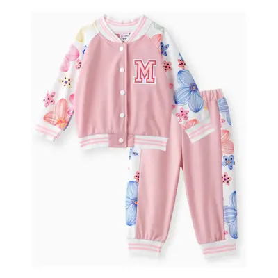 2PCS Baby Girl Fabric Flower Design Casual Long Sleeve Set