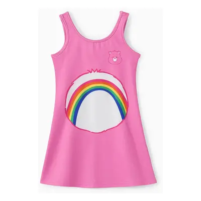 Care Bears Toddler/Kid Girls 1pc Happy Bear Belly Rainbow Sun Print Sleeveless Dress