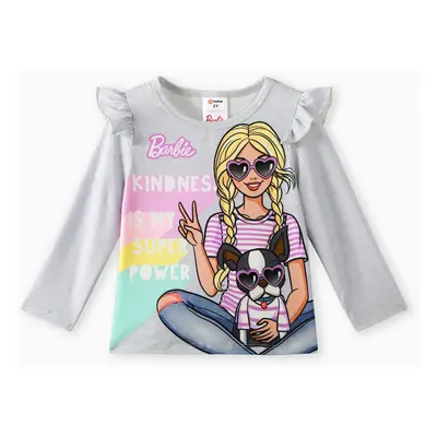 Barbie Toddler Girl Character Print Ruffled Long-sleeve Tee