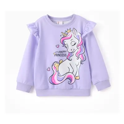 Toddler Girl Childlike Unicorn Print Sweatshirt