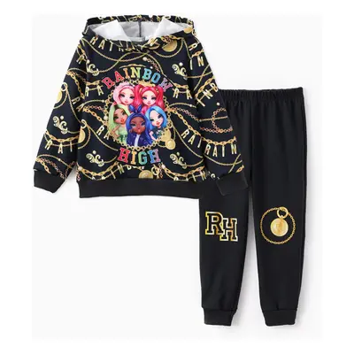 Rainbow High Toddler/Kid Girl 2pcs All-over Hoodie Sweatshirt and Pants Set