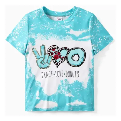 Kid Girl Letter Print Tie Dye Short-sleeve Tee