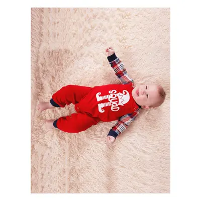 Christmas Pajamas Family Matching Raglan Sleeves Elf Squad Graphic Top Plaid pants Pajamas Sets