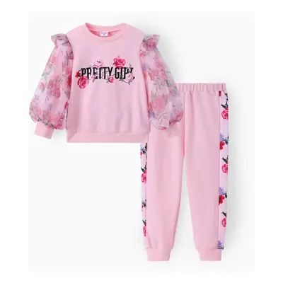 Toddler Girl 2pcs Floral Sweatshirt and Pants Set