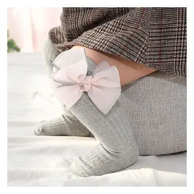 Baby/ Toddler Girl's Tulle Bowknot Decor Ribbed Stockings