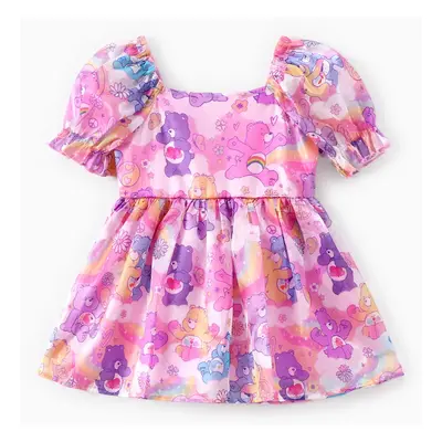 Care Bears Toddler Girls 1pc Puff Sleeves Lovely Allover Bears Print Puff Sleeves Sparkling Tull