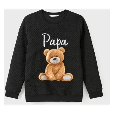 Family Matching Bear Print Long-sleeve Tops