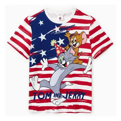 Tom and Jerry Family Matching Independence Day Character Striped Print Onesie/Tee/Dress