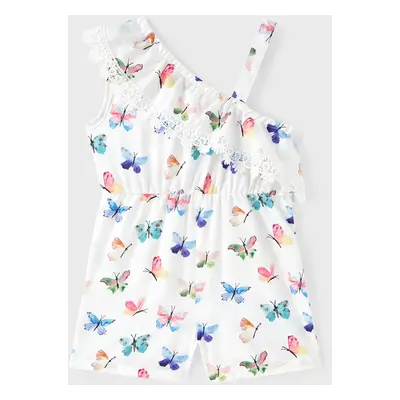 Toddler Girl Butterfly Print One-Shoulder Cami Romper