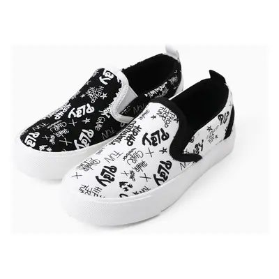 Toddler/Kid Unisex Casual Letter Graffiti Black/White Shoes