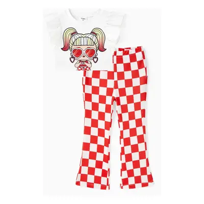 L.O.L. SURPRISE!Toddler Girls Mother's Day 2pcs Character Print Tee and Checker Print Pants Set