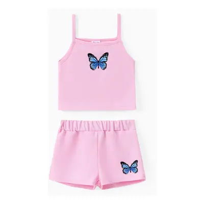 Toddler Girl 2pcs Butterfly Print Camisole and Shorts Set