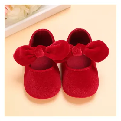 Christmas Baby / Toddler Bow Velcro Soft Sole Prewalker Shoes