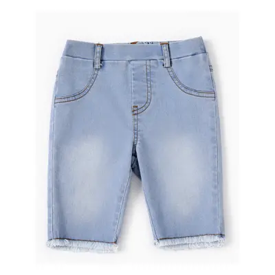 Toddler/Kid Girl Cooling Denim Solid/Ribbon Design Shorts