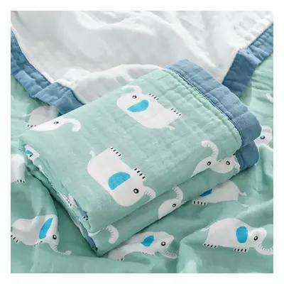 Cotton Swaddle Blanket for Newborn with Cute Elephant Pattern Design, Comfortable and Skin-frien