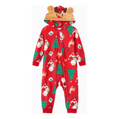 Christmas Family Pajamas Sets 3D Reindeer Hooded Allover Print Onesies