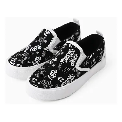 Toddler/Kid Unisex Casual Letter Graffiti Black/White Shoes