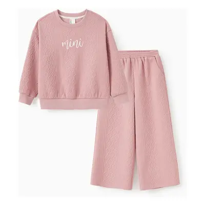 Pink Co-ord Sets Mommy and Me Outfits Jacquard Material (Pockets)