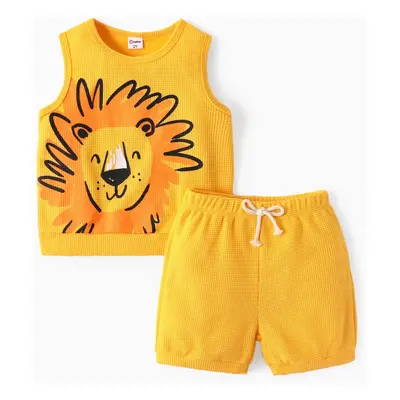 Toddler Boy 2pcs Dino Print Tank Top and Shorts Set