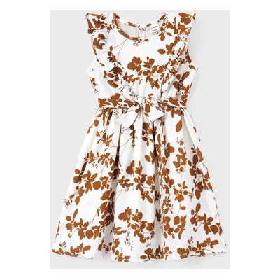 Family Matching Sets Color Block Polo Shirt or Brown Ditsy Floral Drawstring Tie Neck Dress