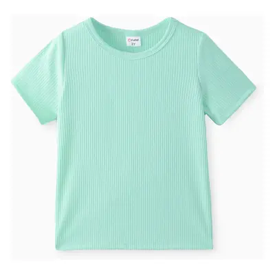 Toddler Girl Solid Short-sleeve Rib-knit Tee