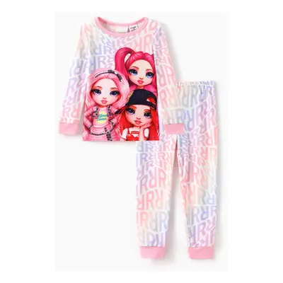 Rainbow High Toddler/Kid Girl 2pcs Naia™ Character Rainbow Gradient Print Sleepwear Set