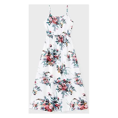 Family Matching All Over Floral Print Spaghetti Strap Dresses and Colorblock Short-sleeve T-shir