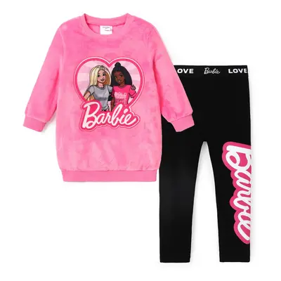 Barbie Plush Embroidered Heart print Long-sleeve Top or Tight Leggings