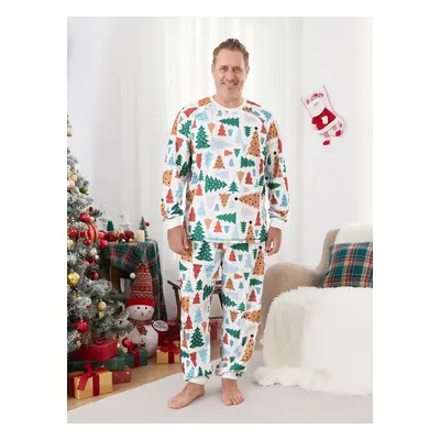 Christmas Pajamas Family Matching Allover Christmas Tree Pattern Pajamas Sets with Drawstring an