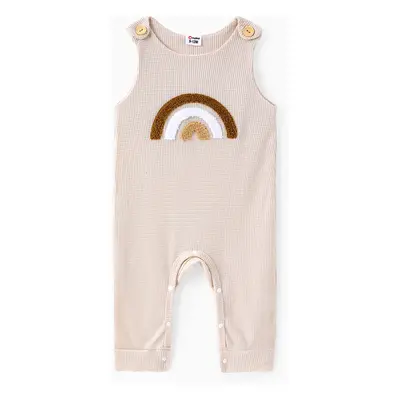 Baby Boy/Girl Rainbow Embroidered Waffle Tank Jumpsuit