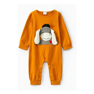 Donkey Embroidery 3D Ear Design Long-sleeve Green Baby Jumpsuit