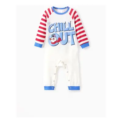 Frosty The Snowman Family Matching Christmas Striped Colorblock Long-sleeve Pajamas(flame resist