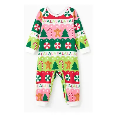 Family Christmas Pajamas Sets Vibrant Colorful Allover Pattern Onesies Matching PJ Sets