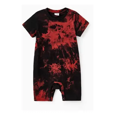 Family Tie-Dyed Cotton Casual Romper with Snaps