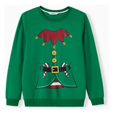 Christmas Family Matching Fun Quirky Red Santa/Green Elf Graphic Tops