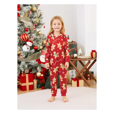 Christmas Family Matching Pajamas Sets Gingerbread Man Pattern Onesies