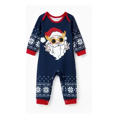 Christmas Family Matching Funny Santa Wearing Sunglasses Graphic Pajamas Sets