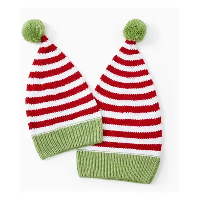 Christmas Hat Crochet Red&Green Striped Knit Hat Matching for Family