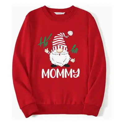 Family Matching Solid Color Santa&Letters Print Long Sleeve Cotton Tops