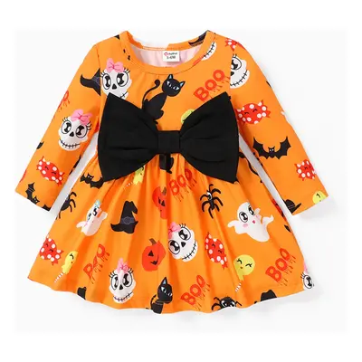 Baby Girl Outfits Halloween Pattern 3D Bow Dress