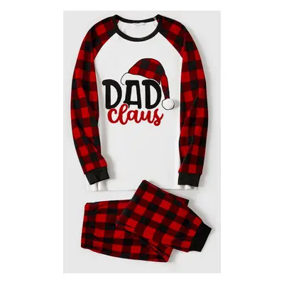 Christmas Family Matching Plaid Letters Embroidered Long-sleeve Pajamas Sets