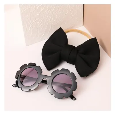 2pcs Toddler Bow Decor Headband and Sunglasses Set