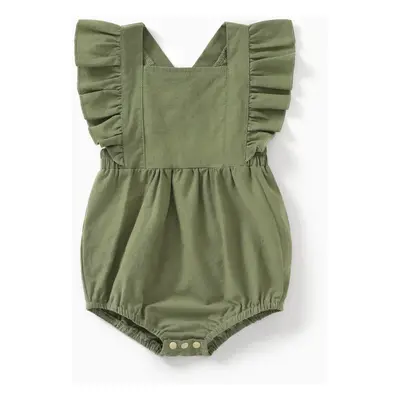 100% Cotton Ribbed and Solid Splicing Sleeveless Belted Romper for Mom and Me