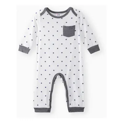 Baby Boy All Over Striped/Star Print Long-sleeve Jumpsuit