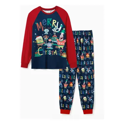 SpongeBob SquarePants Family matching Christmas Pattern Colorblock Pajama Set (Flame Resistant)