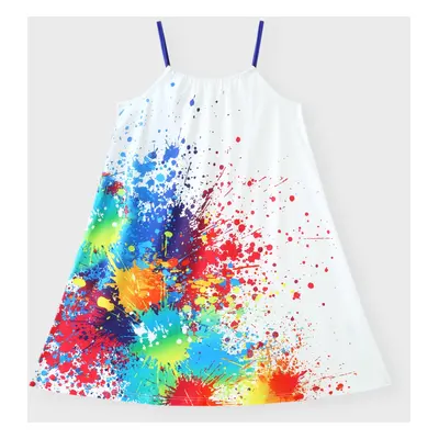 Kid Girl Painting/Butterfly Print Cami Dress