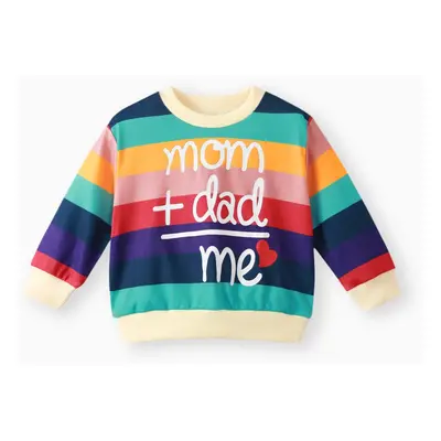 Baby Boy/Girl Heart & Letter Print Rainbow Colorblock Long-sleeve Sweatshirt