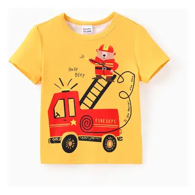 Toddler Boy Vehicle Print Colorblock Short-sleeve Tee