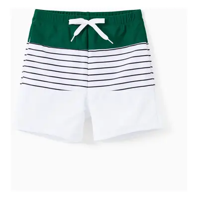 Family Matching Color Block Drawstring Swim Trunks or Stripe Cross Front Two-Piece Swimsuit (Qui